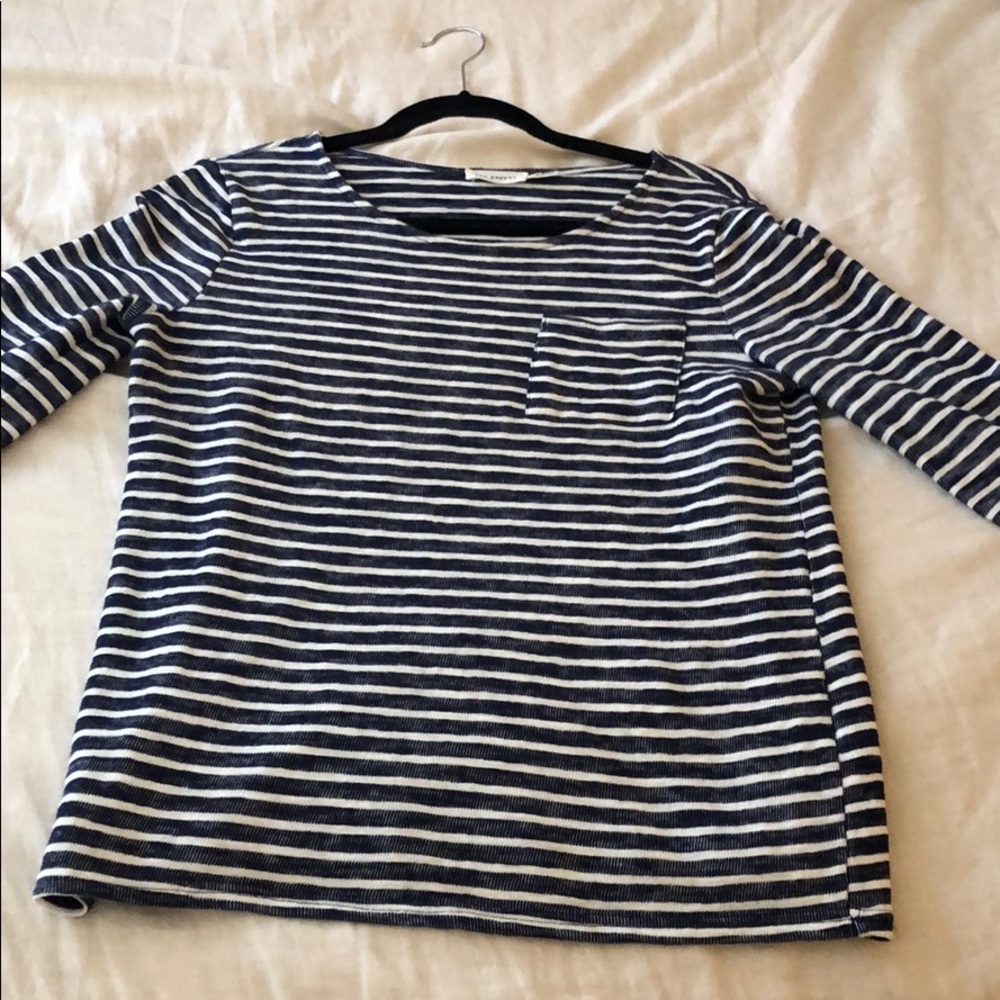 Blue and white striped sweater